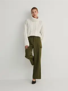 Sweter z warkoczowym splotem Kolor kremowy - RESERVED - 5977V-02M